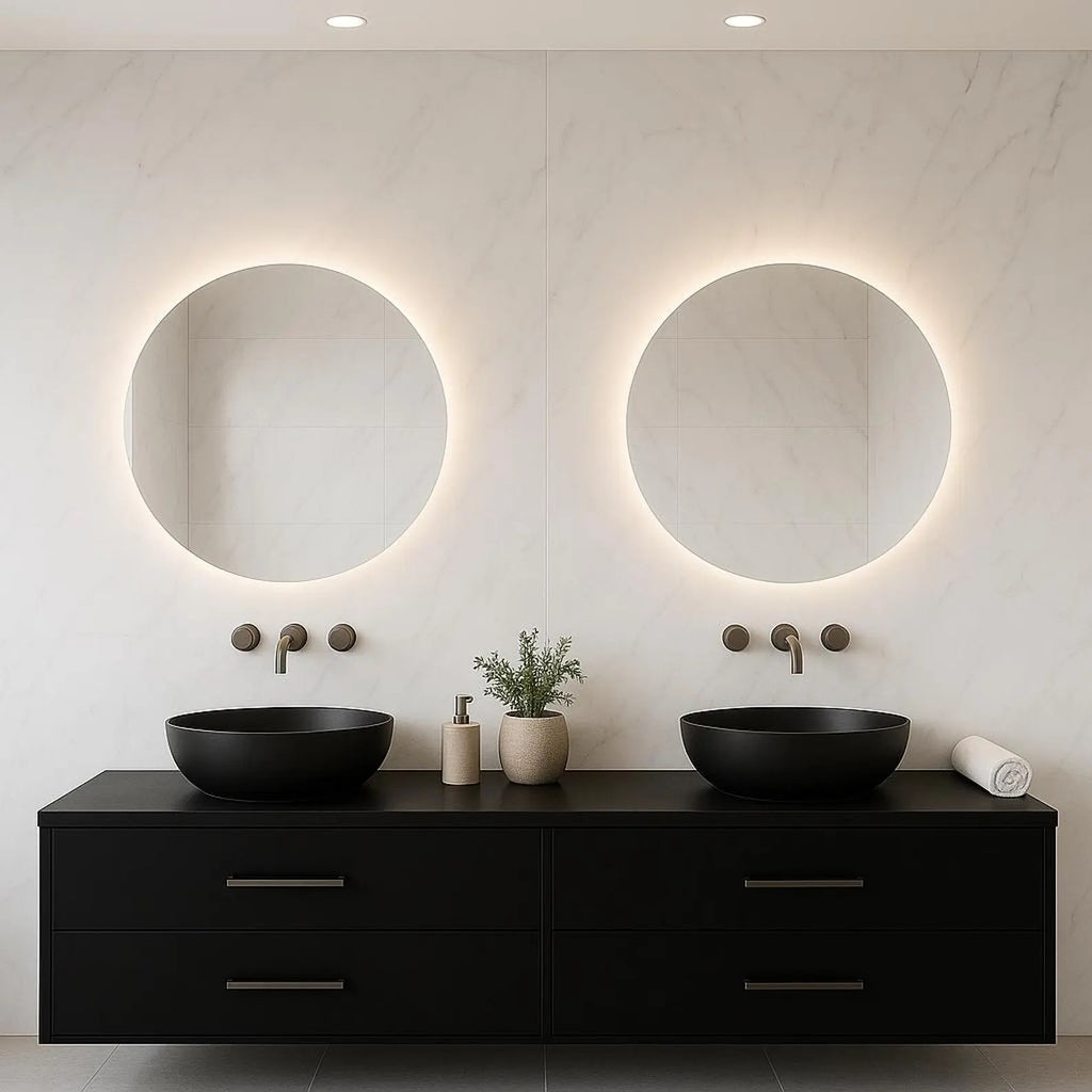 Round illuminated bathroom mirror modern wall mirror round mirror bathroom mirror