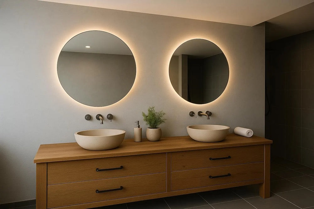 Round illuminated bathroom mirror modern wall mirror round mirror bathroom mirror
