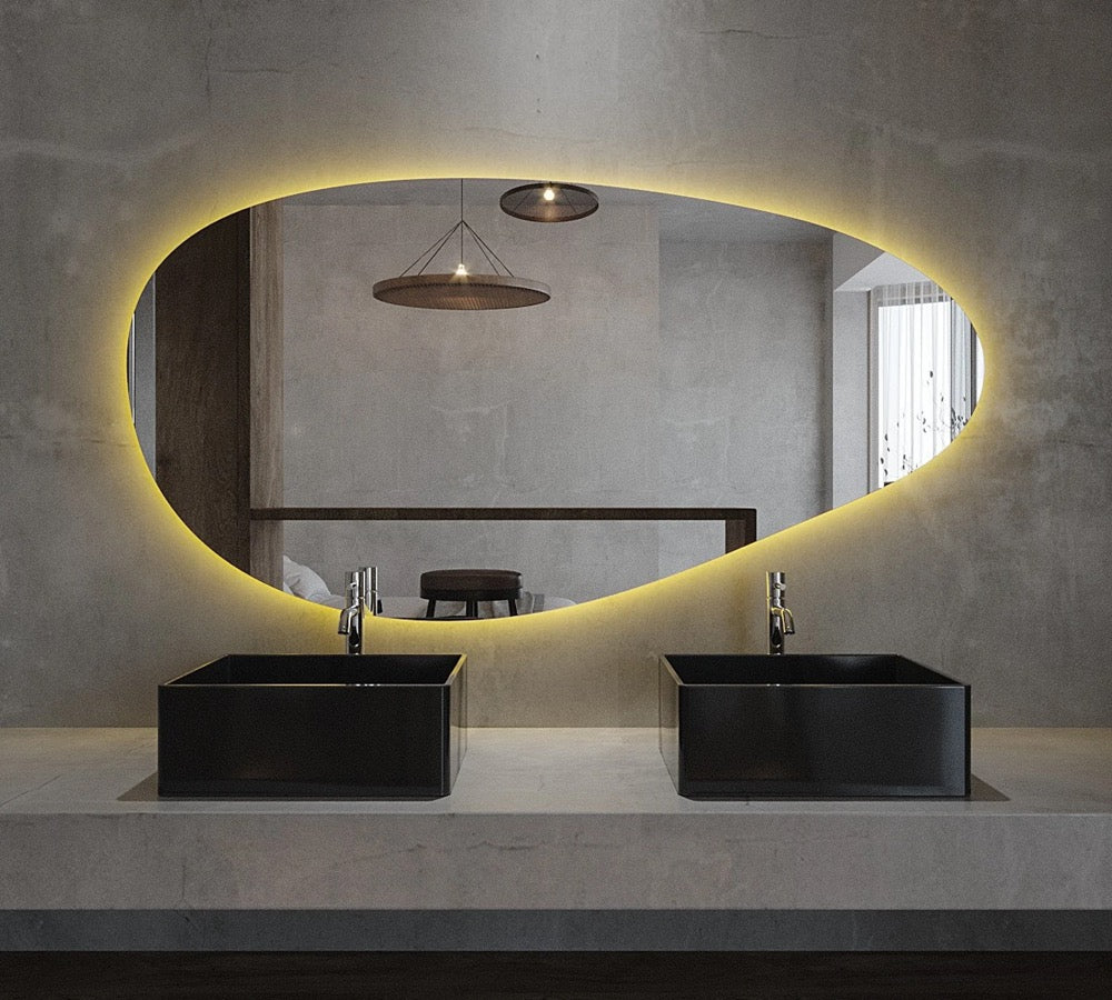 Asymmetric Backlit Mirror - Bathroom Light Mirror - Wall Mirror - Irregular LED Mirror - LED