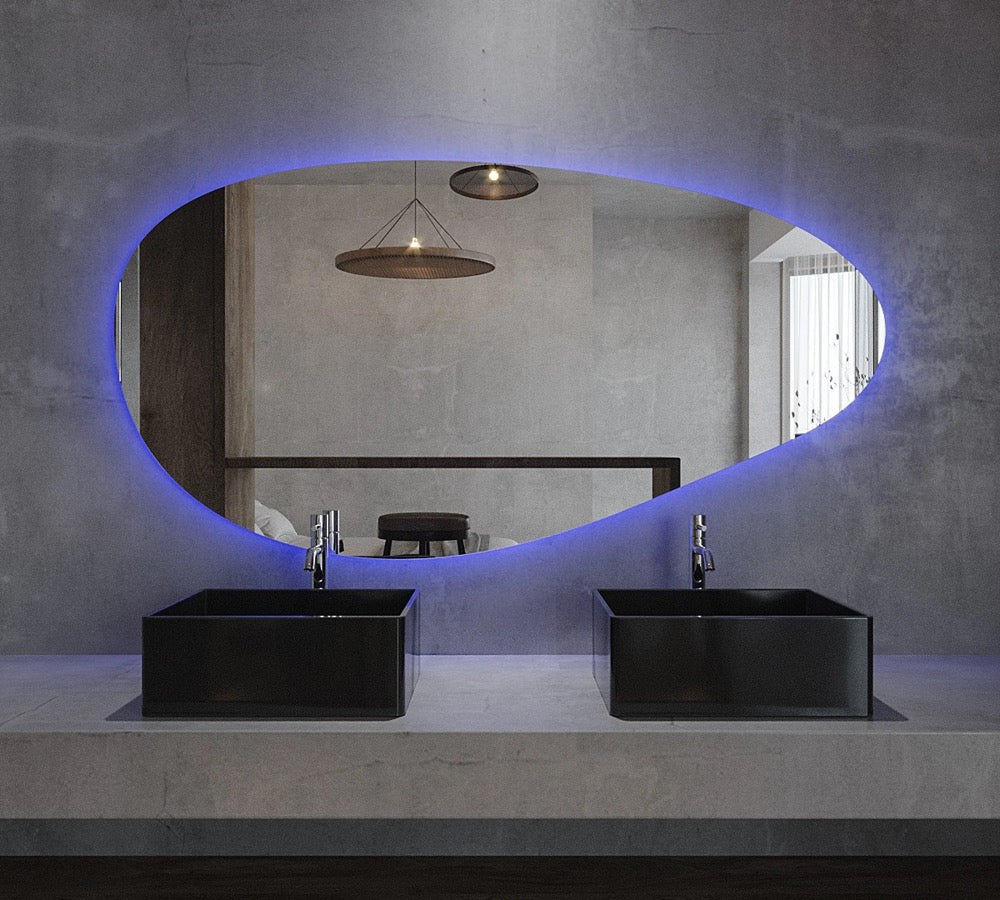 Asymmetric Backlit Mirror - Bathroom Light Mirror - Wall Mirror - Irregular LED Mirror - LED