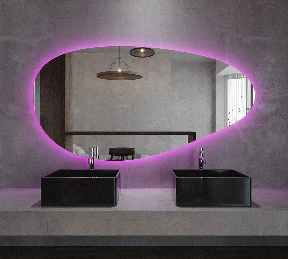 Asymmetric Backlit Mirror - Bathroom Light Mirror - Wall Mirror - Irregular LED Mirror - LED
